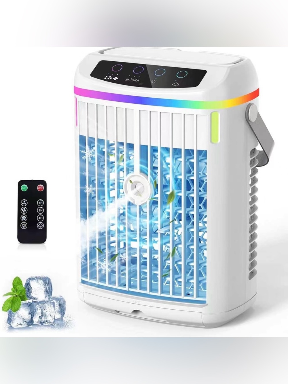 Portable White Arctic Air Cooler with LED Accent